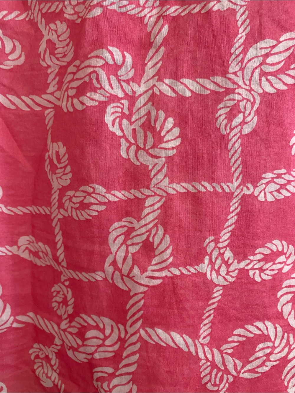 Talbots Pink Rope-Print Ruffle V-Neck Blouse (Bright Pink & White) - Picture 5 of 5